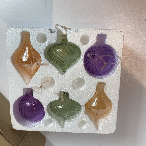 Southern Living Willow House Hand Blown Prism Glass Ornaments Christmas Set of 6 - Picture 1 of 6
